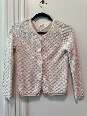 H&M Cream Textured Knit Cardigan with Gold Buttons